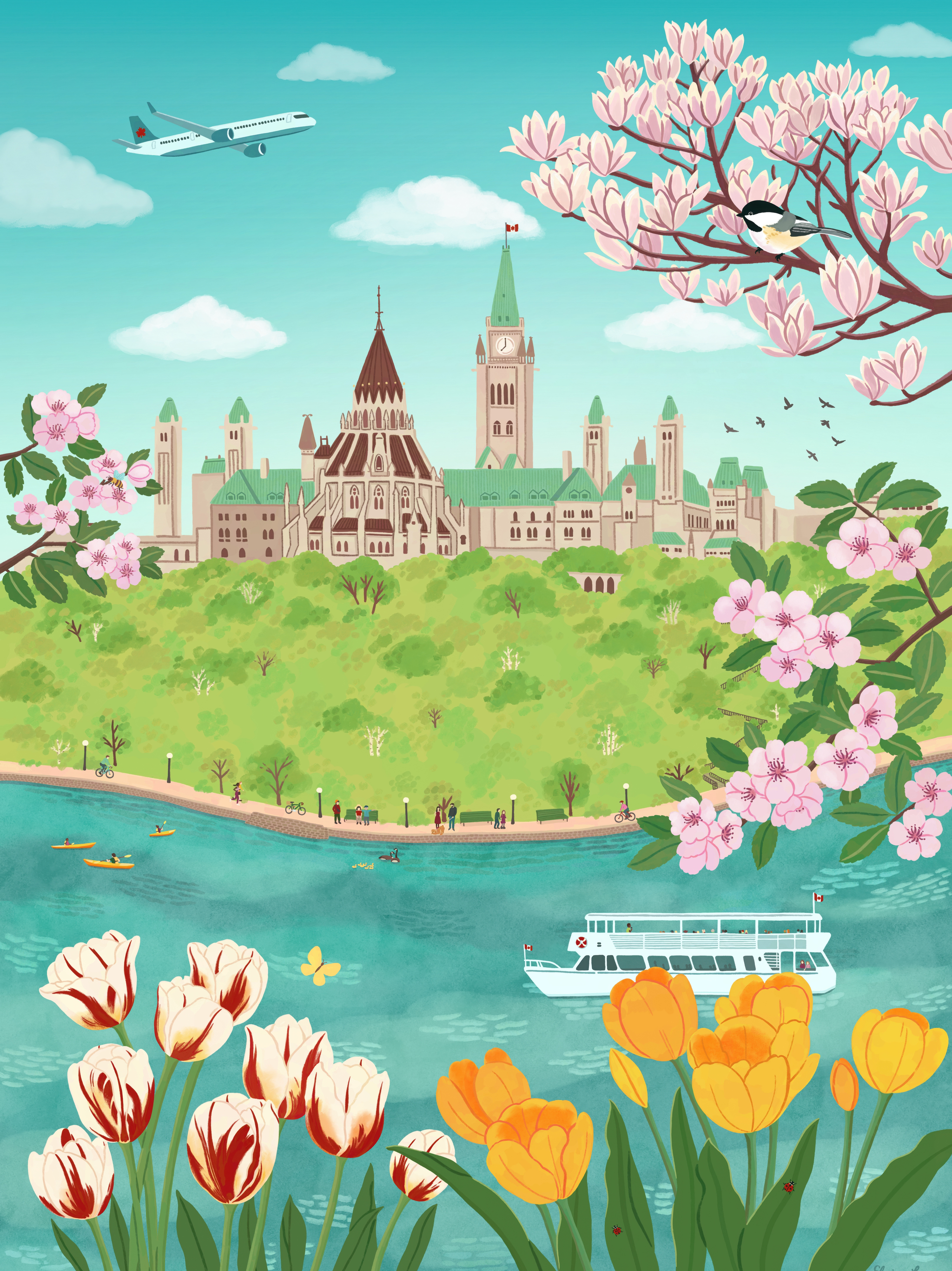 Ottawa in Bloom | 1,000-Piece Puzzle for Adults | Artwork by Elaine Lee