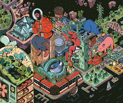 Space Jam Toronto | 1000-piece Puzzle for Adults | Artwork by Kathleen Fu