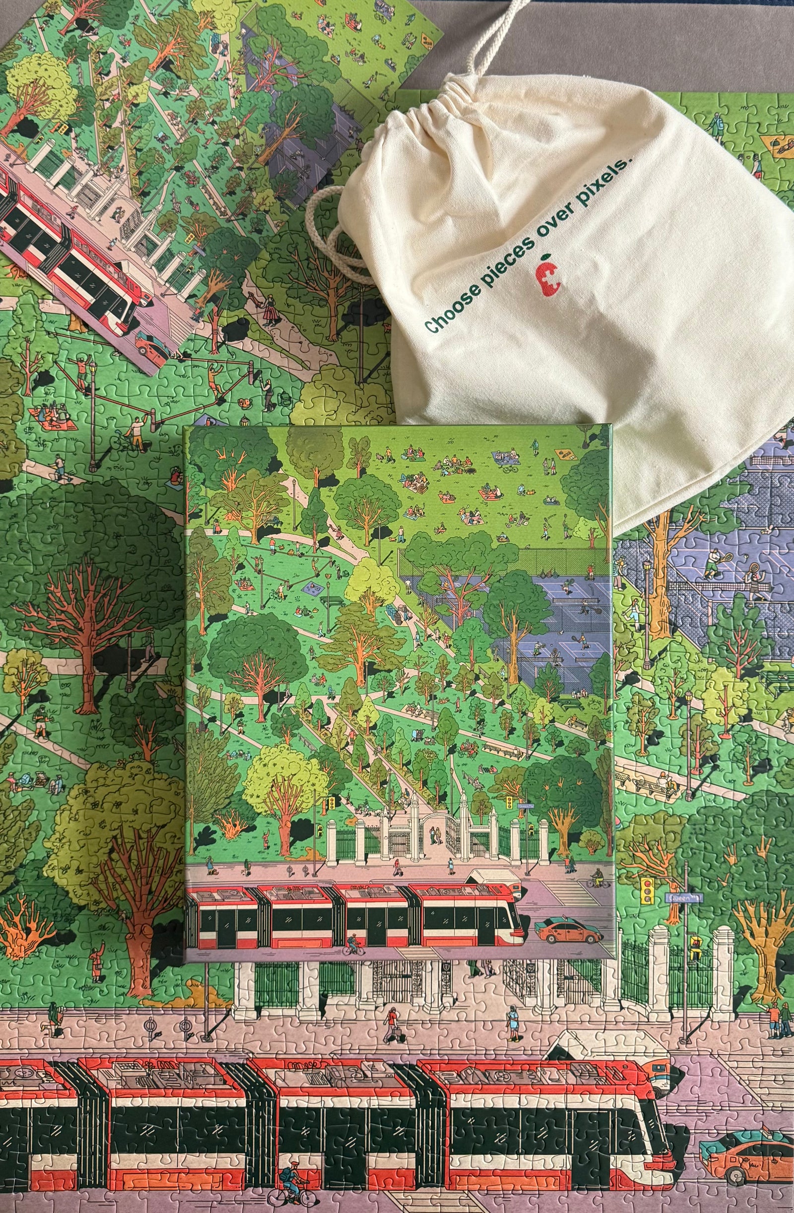 Trinity Bellwoods Summer 1000-piece puzzle of Toronto's Trinity Bellwoods Park by Kathleen Fu