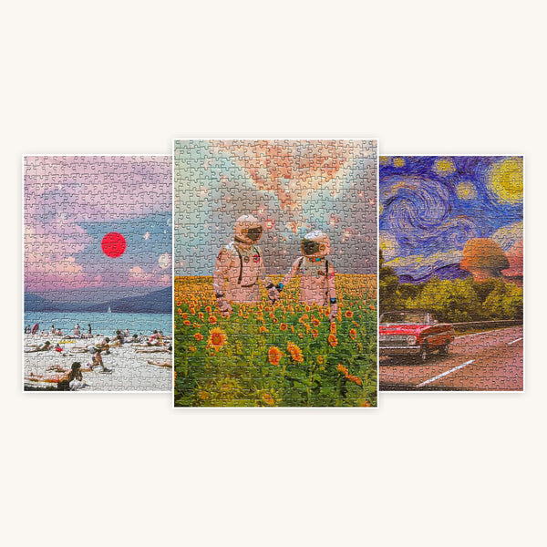 The Cosmic Set | 3 × 500-Piece Puzzles | Artwork by Caitlyn Grabenstein
