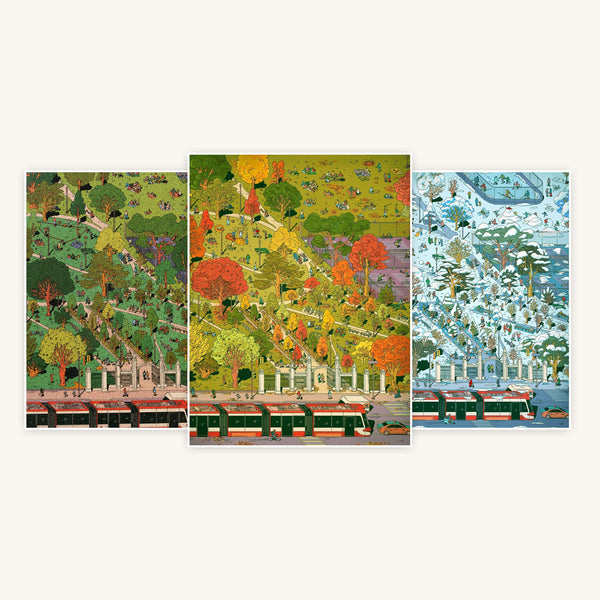 Trinity Bellwoods Seasons Set | 3 × 1,000-Piece Puzzles | Artwork by Kathleen Fu